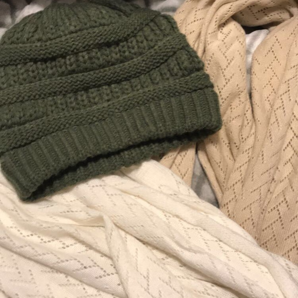 Cute beanie and two scarfs